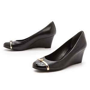 Tory Burch Pacey Cap-Toe Wedge Pump, Black